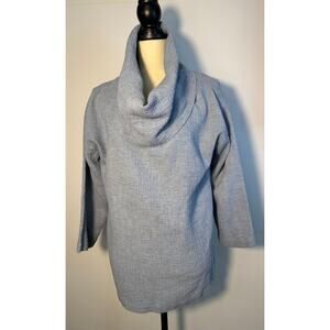 Soft Surroundings Blue Gauze Cotton Cowl Neck Tunic Blouse Size M Long Sleeve